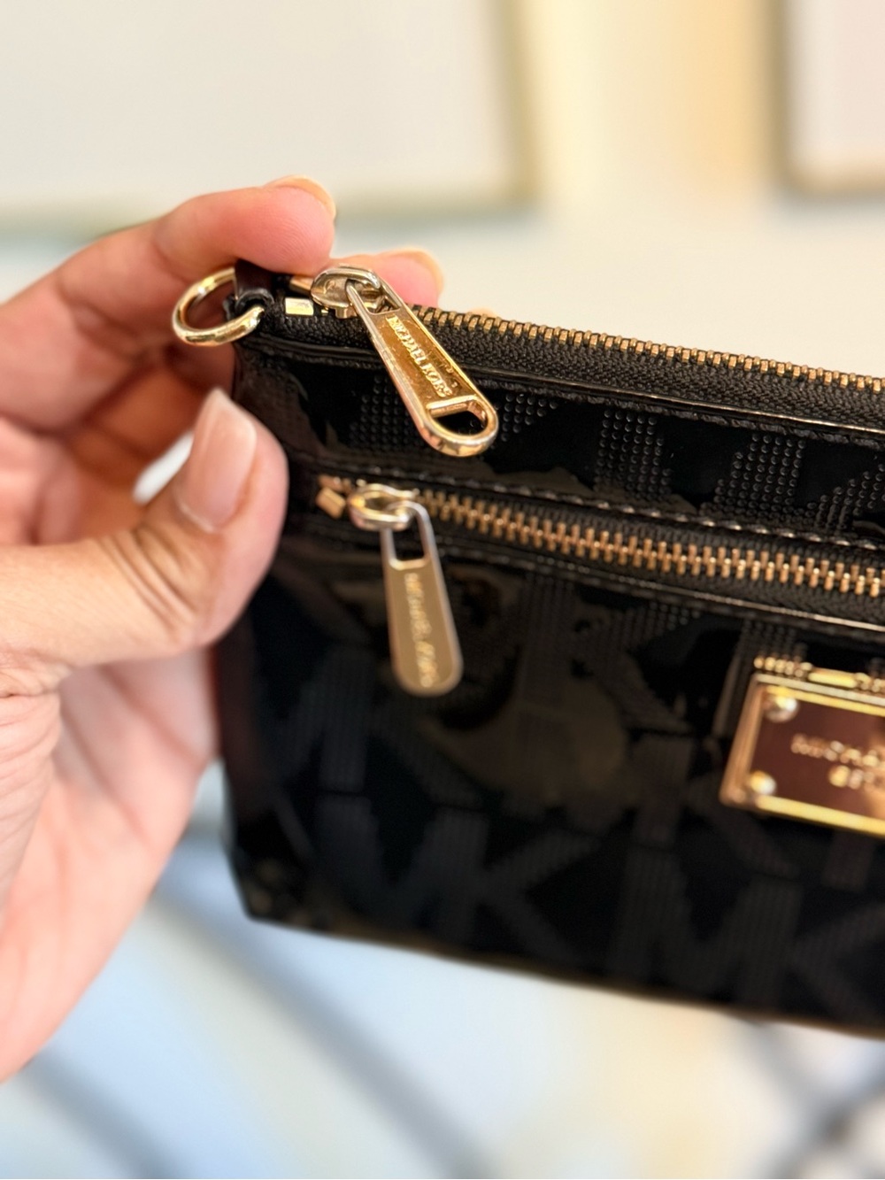 Michael Kors Black Patent Leather Zip Clutch Wallet – Gold Hardware - Picture 3 of 6